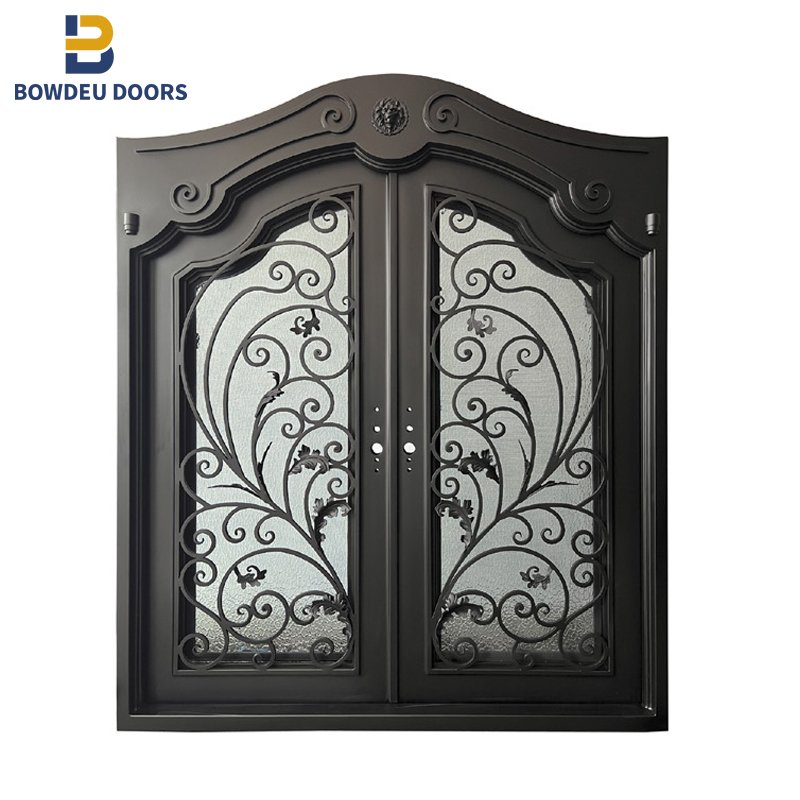Bowdeu Factory exterior front doors metal wrought iron entry french door glass australia art deco for home
