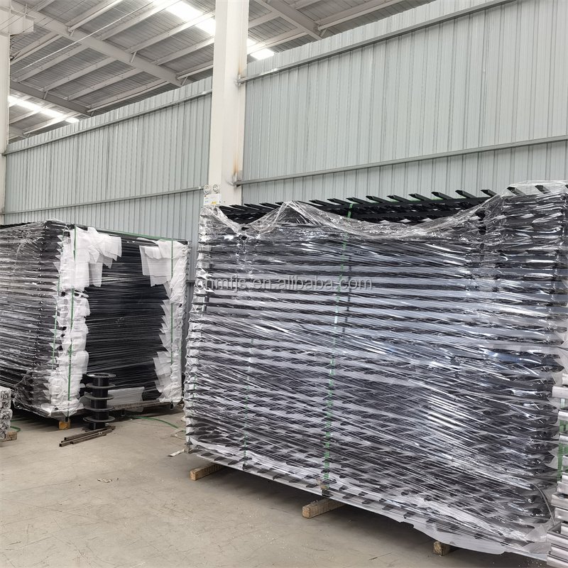 Cheap industrial used black powder coated metal flat top 6x8 cast iron tubular solid steel fence designs
