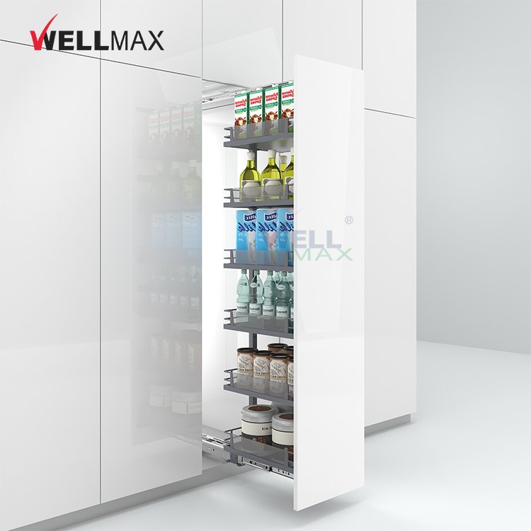 WELLMAX Pantry Organizers And Storage Strong Loading Capacity Cabinet Larder Kitchen Basket Unit
