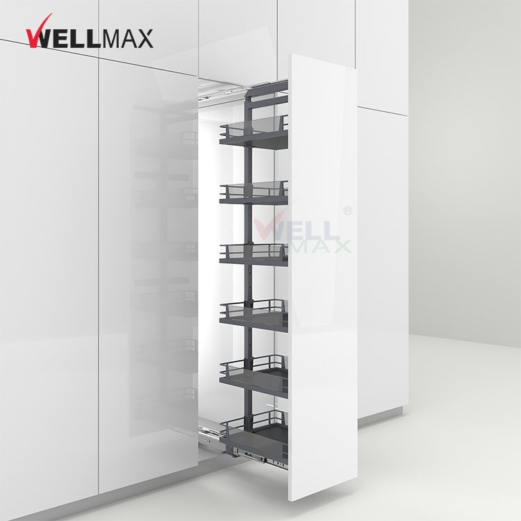 WELLMAX Pantry Organizers And Storage Strong Loading Capacity Cabinet Larder Kitchen Basket Unit