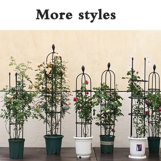 Durable Metal Trellis Obelisk for Climbing Plants Modern Garden Plant Support Stakes with Coated Iron Fence Gate Farm Fence Use