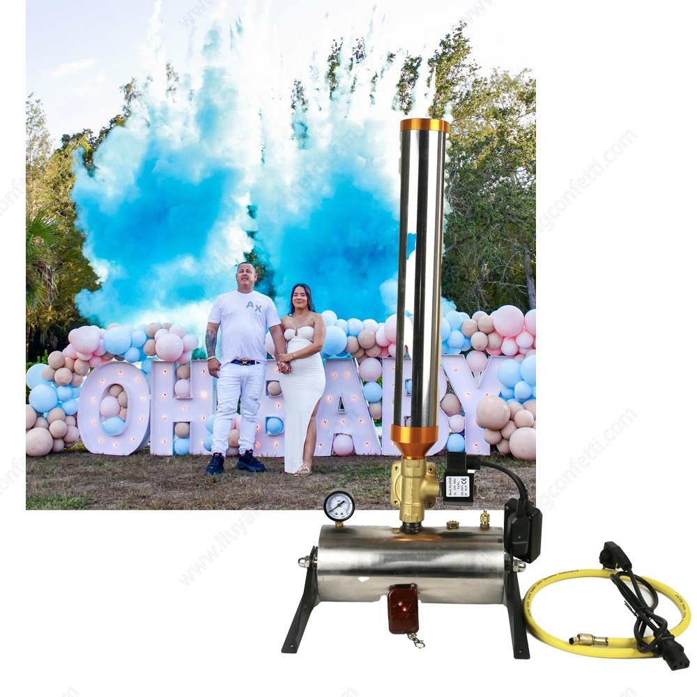 Baby Shower Holi Powder Fireworks Electronic Remote Control Gender Reveal Smoke Party Prop Colorful Confetti Cannon Machine