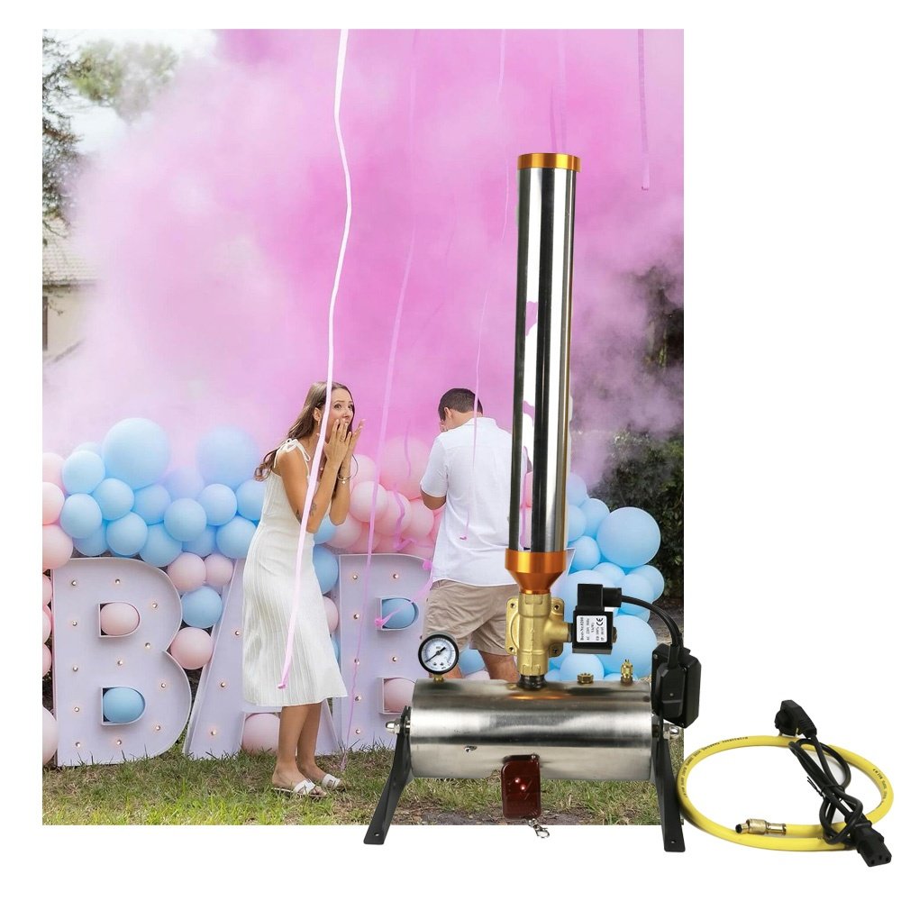 Baby Shower Holi Powder Fireworks Electronic Remote Control Gender Reveal Smoke Party Prop Colorful Confetti Cannon Machine