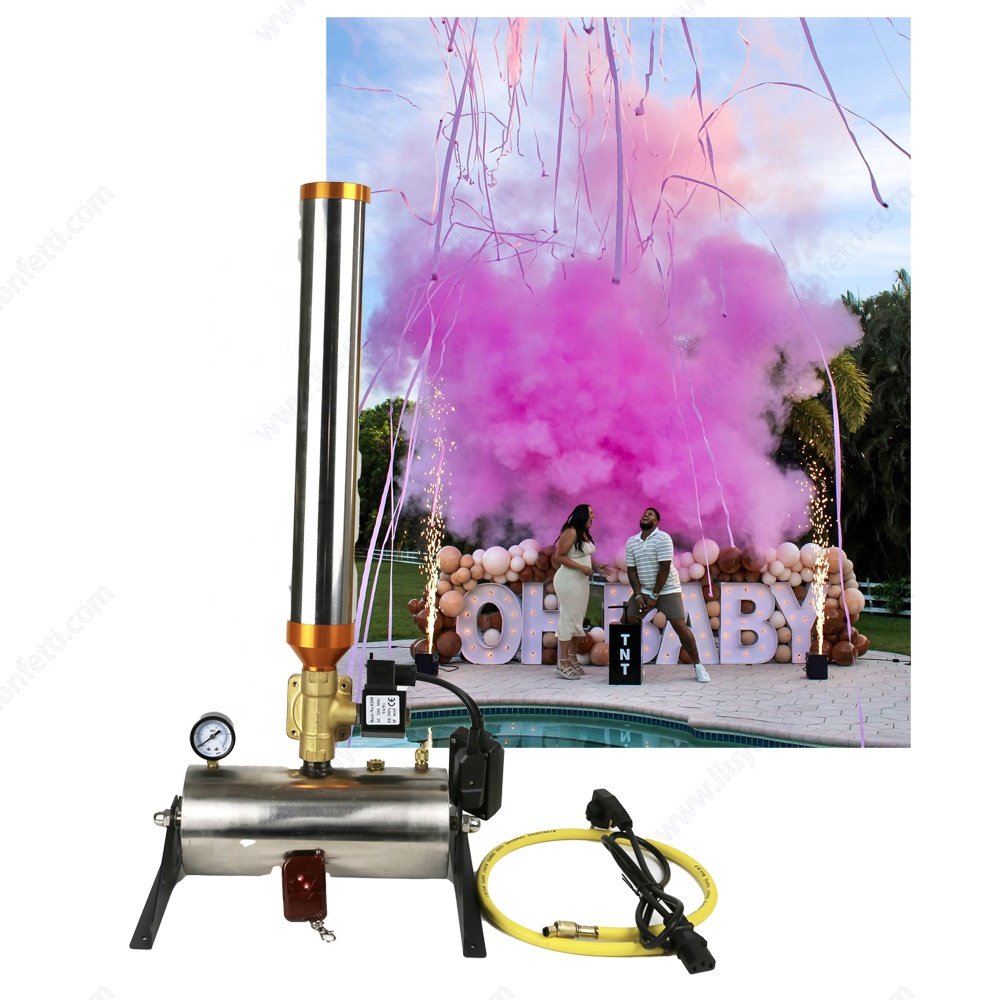 Baby Shower Holi Powder Fireworks Electronic Remote Control Gender Reveal Smoke Party Prop Colorful Confetti Cannon Machine