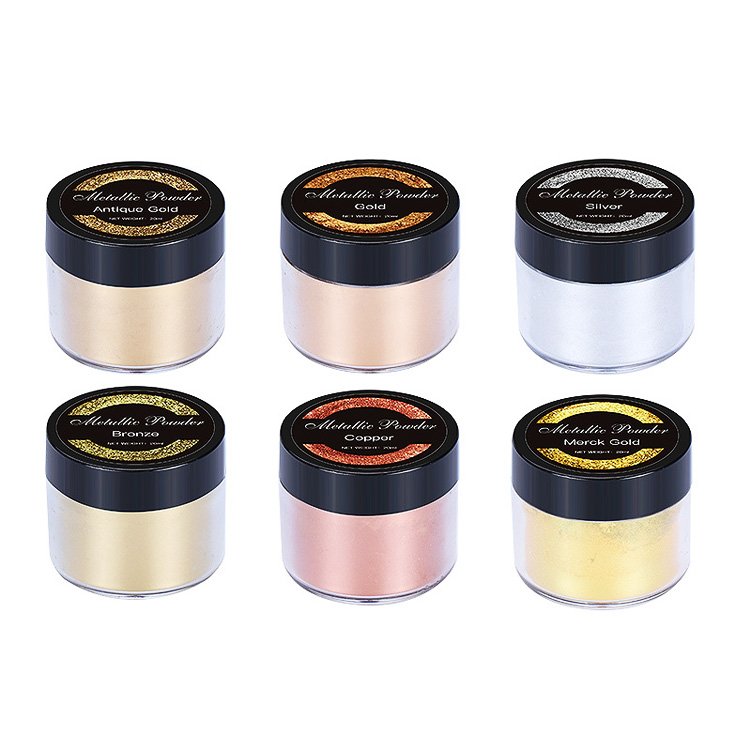 20ML Bottle 6 Jars of Pigment for Paint Metal Powder DIY crystal Epoxy Resin Gold Powder for Screen Printing