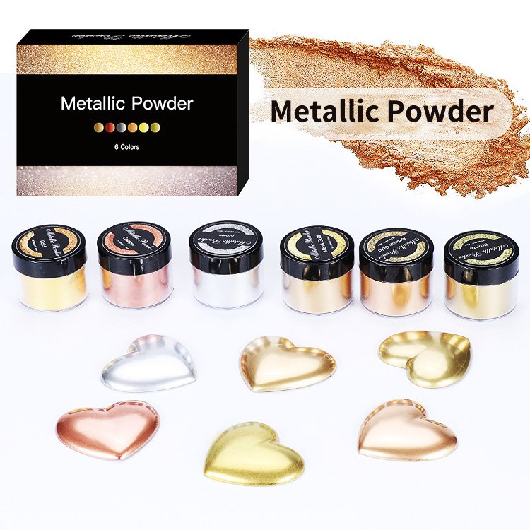 20ML Bottle 6 Jars of Pigment for Paint Metal Powder DIY crystal Epoxy Resin Gold Powder for Screen Printing