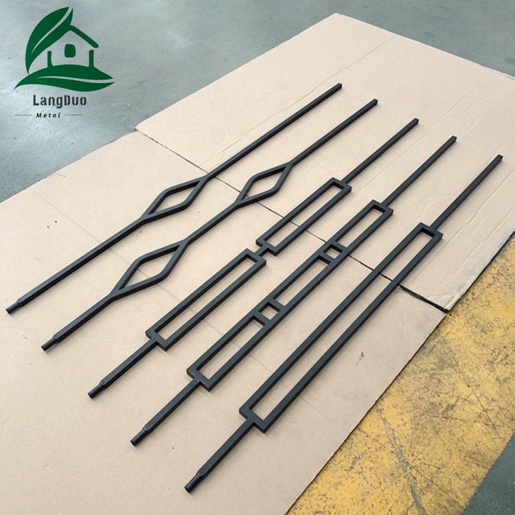 Minimalist Matte Black 1/2" Square Hollow skinny Rectangle Iron Railing Spindles Diamond Iron Bars for Indoor Stair Decoration