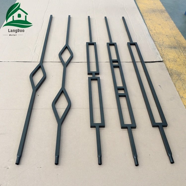 Minimalist Matte Black 1/2" Square Hollow skinny Rectangle Iron Railing Spindles Diamond Iron Bars for Indoor Stair Decoration