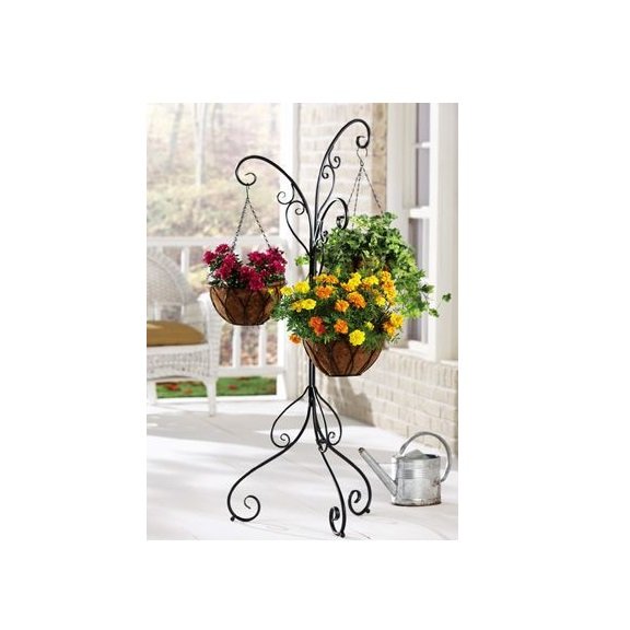 Metal Wire Hanging Basket For Garden Decoration Customized Size Flower Hanging Basket With Black Powder Coating For Home