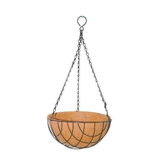 Metal Wire Hanging Basket For Garden Decoration Customized Size Flower Hanging Basket With Black Powder Coating For Home