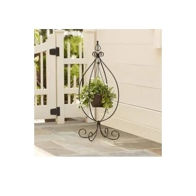 Metal Wire Hanging Basket For Garden Decoration Customized Size Flower Hanging Basket With Black Powder Coating For Home