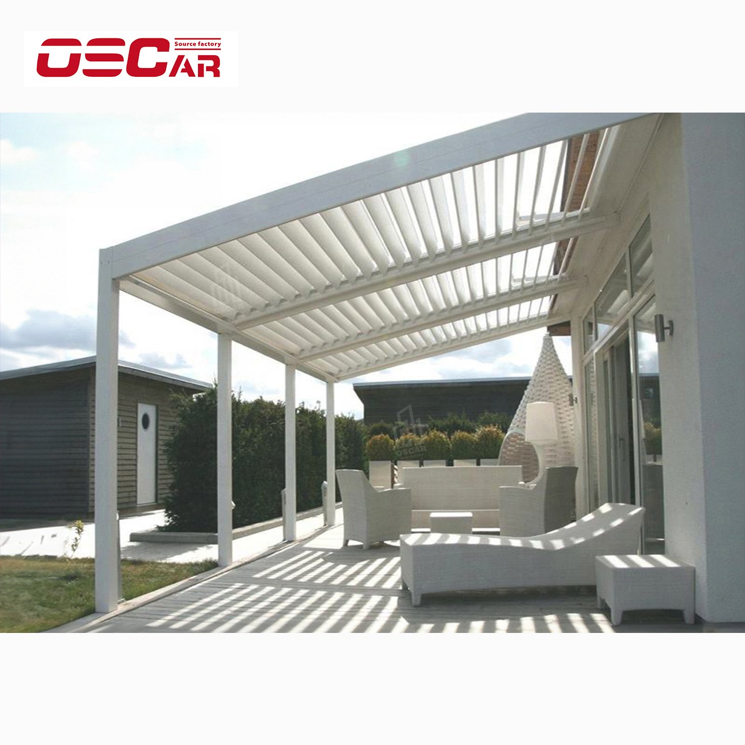 Chinese manufacturer electric waterproof louver roof pavilion garden bioclimatic aluminum pergola