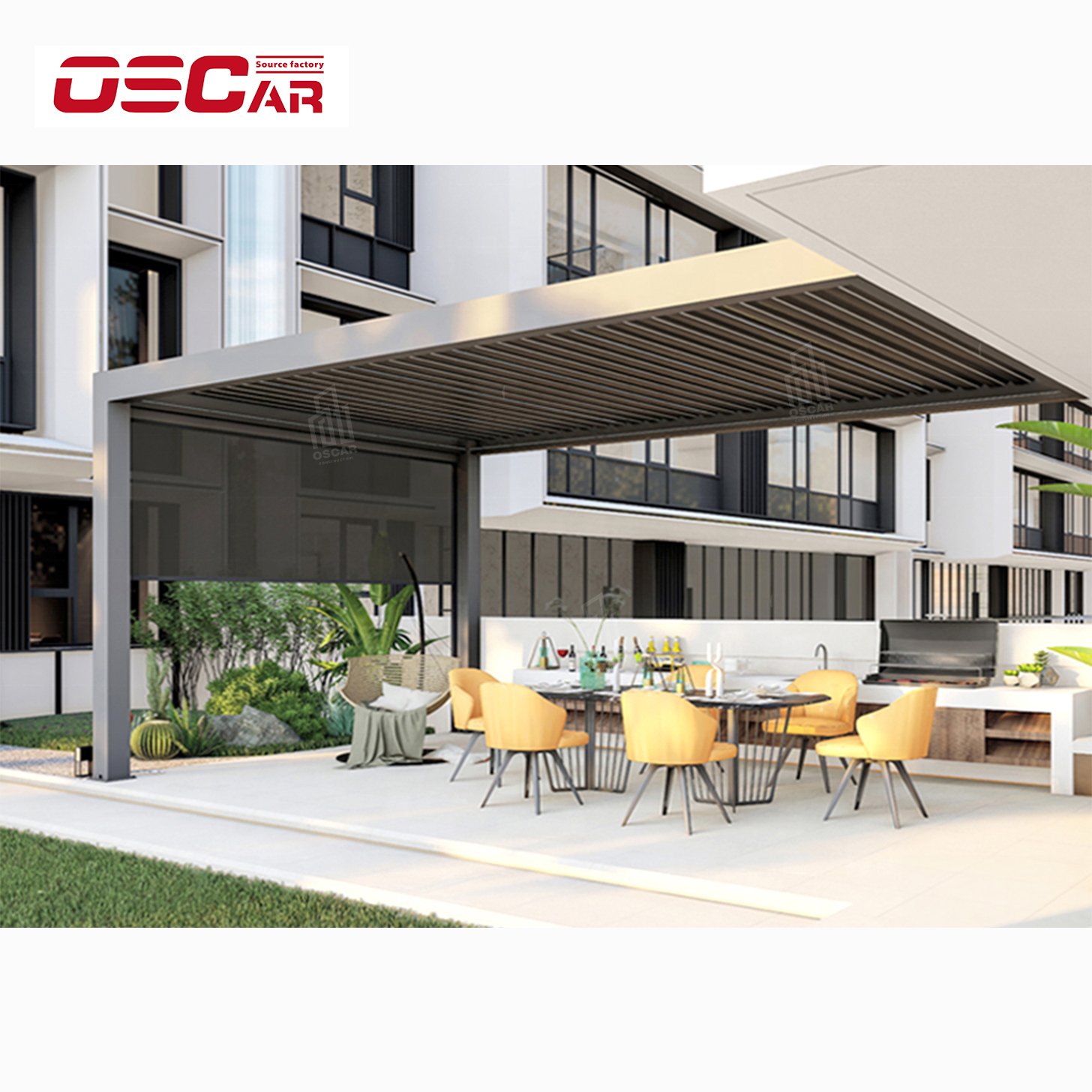 Chinese manufacturer electric waterproof louver roof pavilion garden bioclimatic aluminum pergola