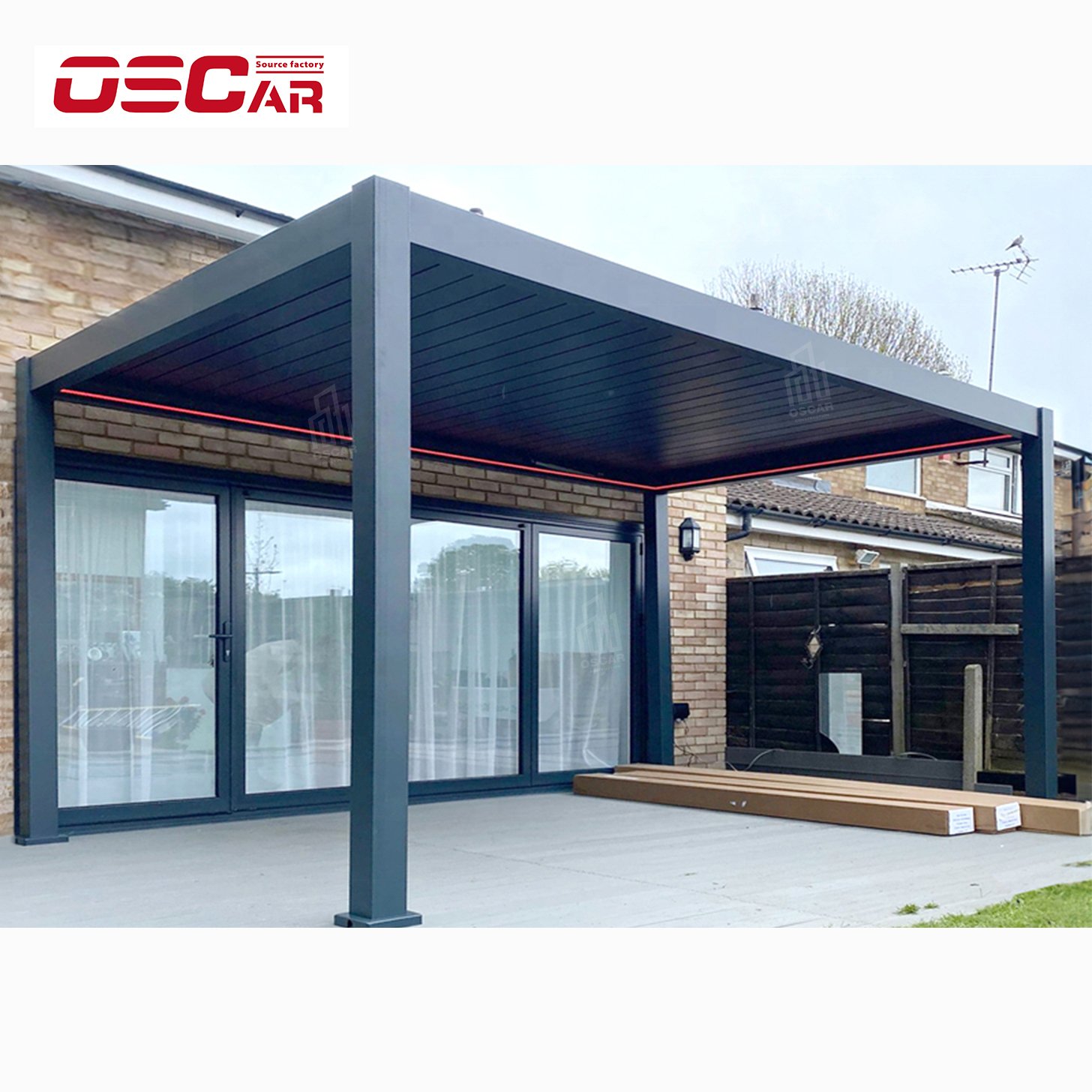 Chinese manufacturer electric waterproof louver roof pavilion garden bioclimatic aluminum pergola
