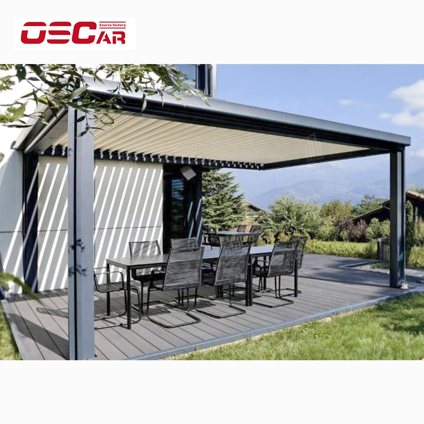 Chinese manufacturer electric waterproof louver roof pavilion garden bioclimatic aluminum pergola