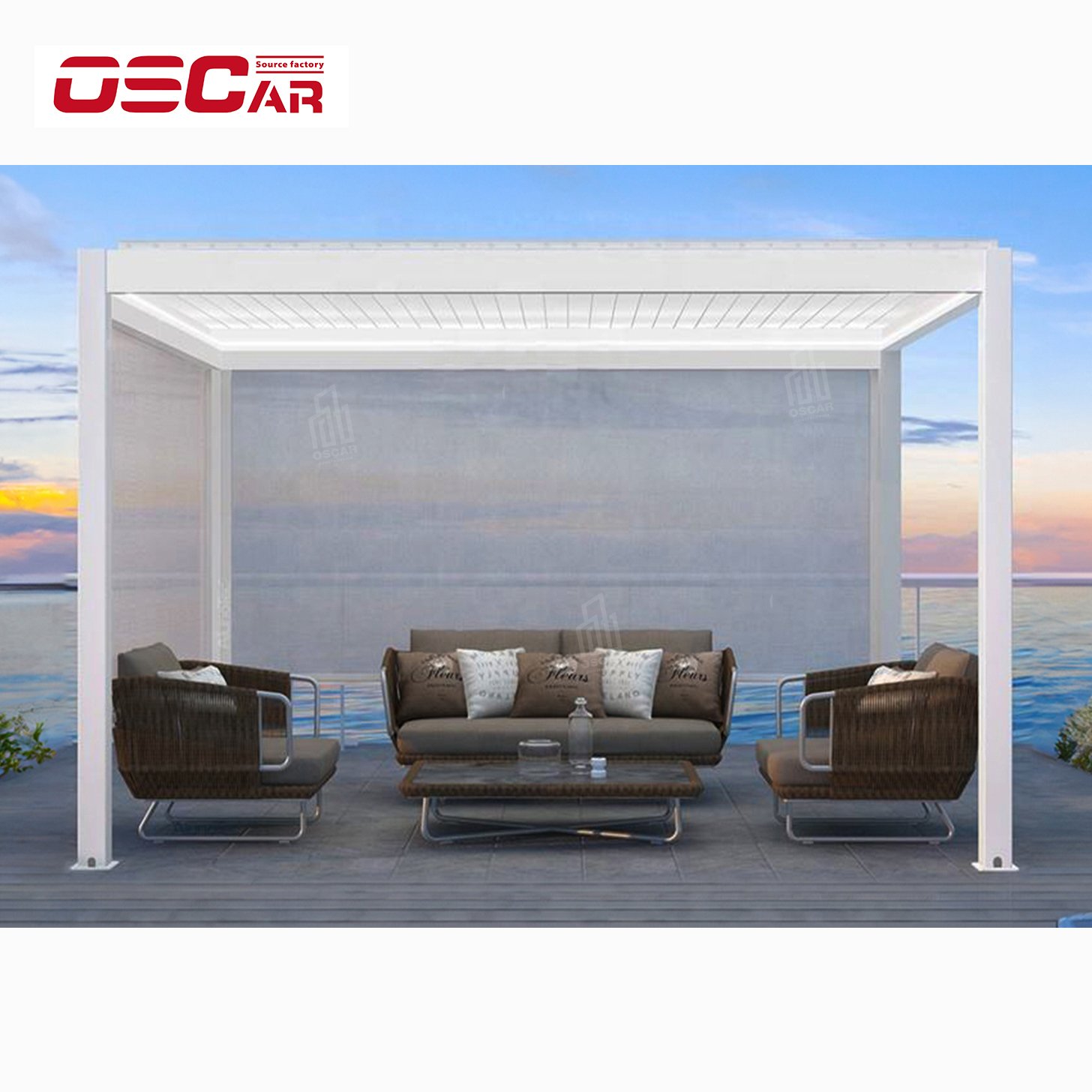 Chinese manufacturer electric waterproof louver roof pavilion garden bioclimatic aluminum pergola