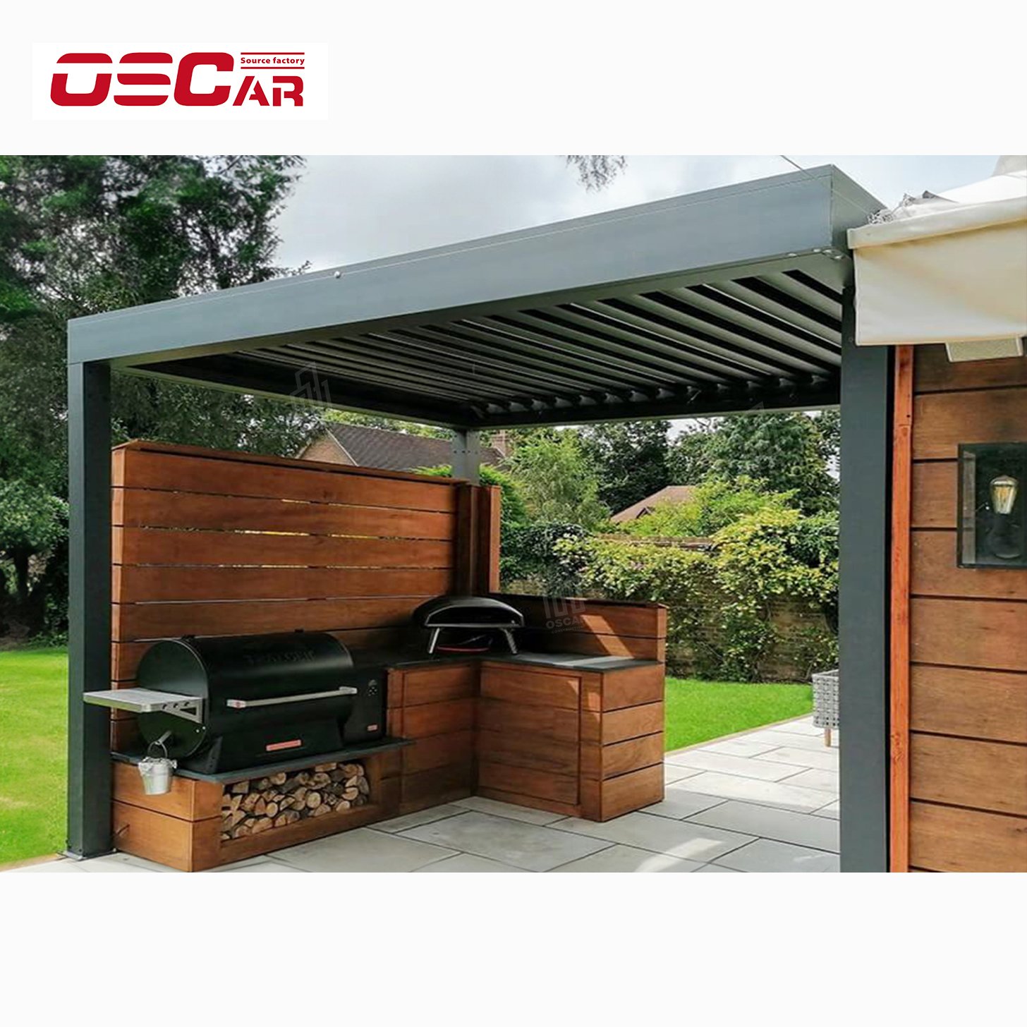Chinese manufacturer electric waterproof louver roof pavilion garden bioclimatic aluminum pergola