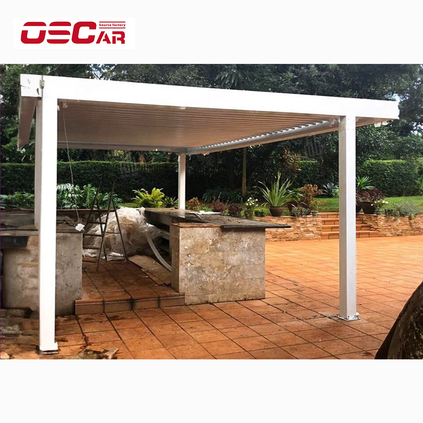 Chinese manufacturer electric waterproof louver roof pavilion garden bioclimatic aluminum pergola