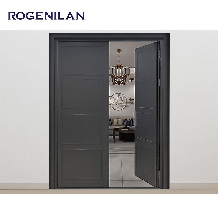 Security Main Pivot Doors Main Double Front Entry Exterior Slab Aluminum Alloy Modern European/ Black Waterproof Villa Door HOPO