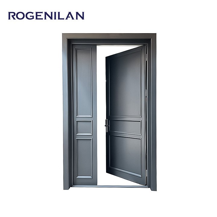 Security Main Pivot Doors Main Double Front Entry Exterior Slab Aluminum Alloy Modern European/ Black Waterproof Villa Door HOPO