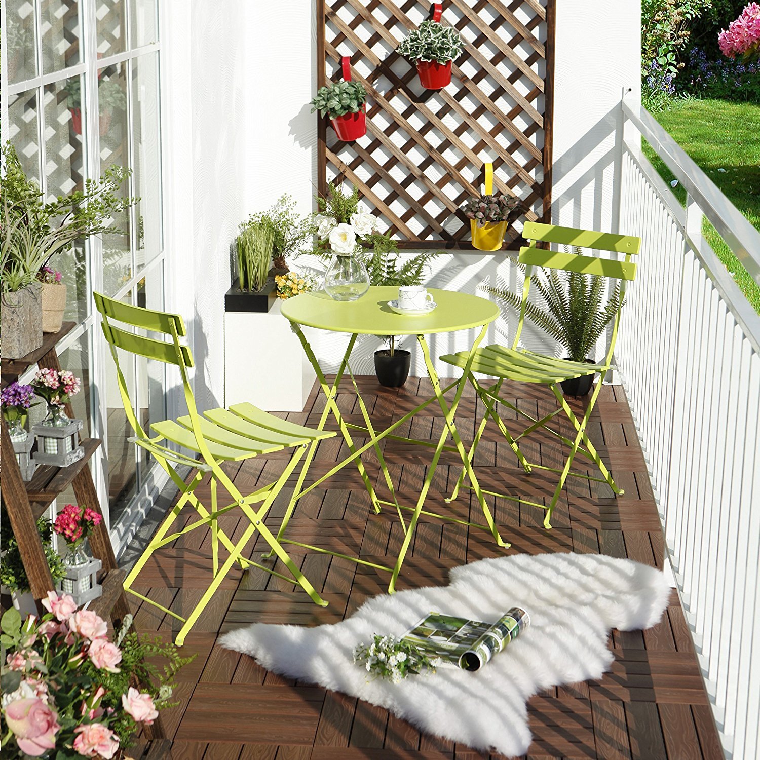 Hot Sale Furniture 2021 Grand Premium Steel Patio 3 Piece Patio Bistro Set Foldable Patio Table and Chairs balcony set