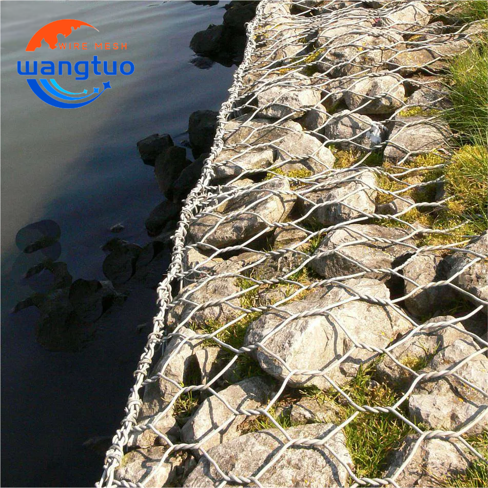 WangTuo Wholesale Strong Hexagonal Gabion Box Galvanized PVC Coated Steel Wire Mesh with Twill Weave Competitive Price