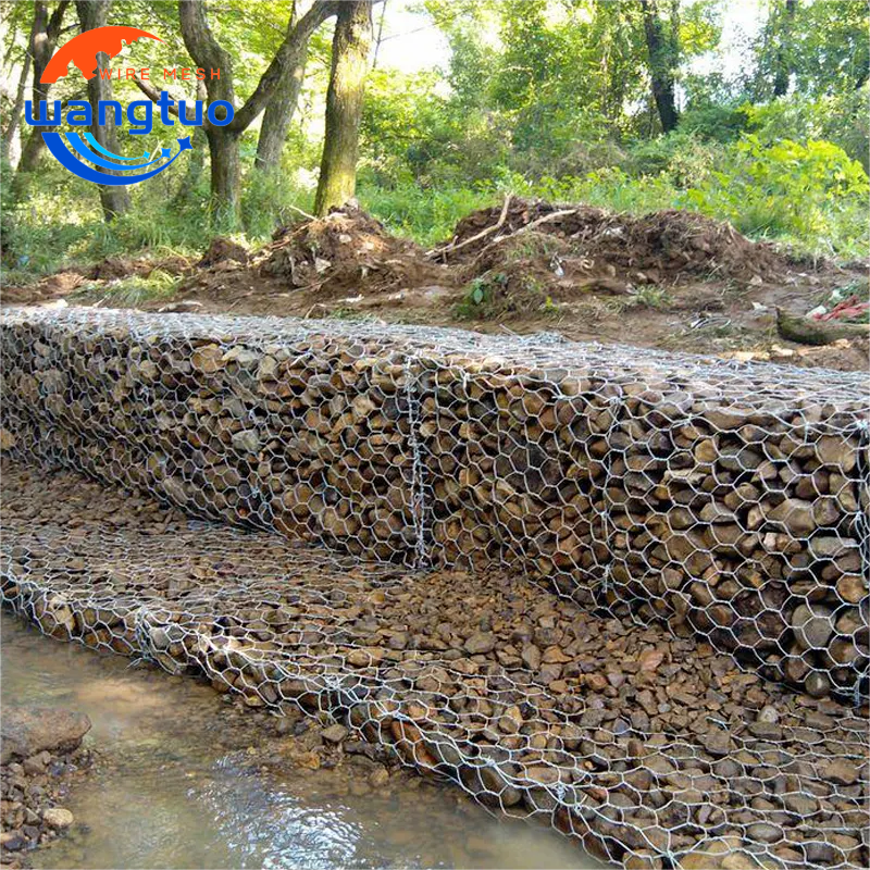 WangTuo Wholesale Strong Hexagonal Gabion Box Galvanized PVC Coated Steel Wire Mesh with Twill Weave Competitive Price