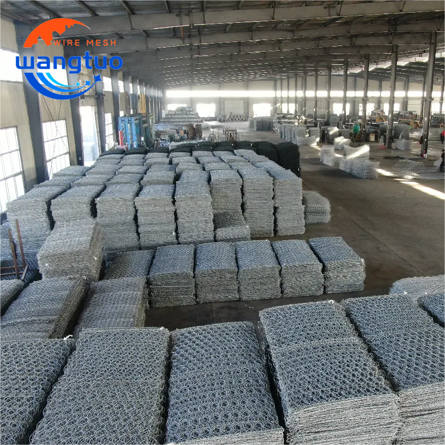WangTuo Wholesale Strong Hexagonal Gabion Box Galvanized PVC Coated Steel Wire Mesh with Twill Weave Competitive Price