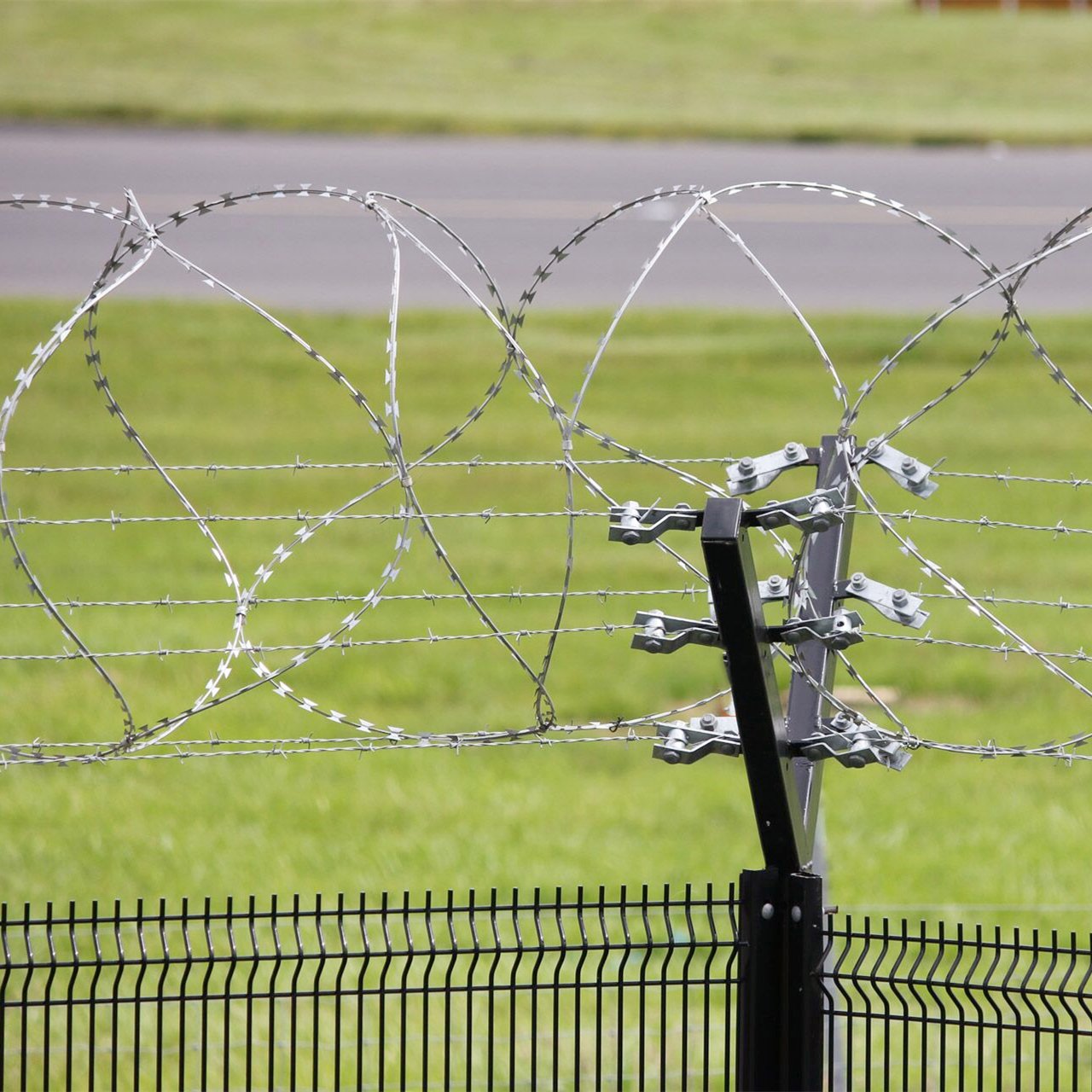 Double concertina razor wire used as security fencing
