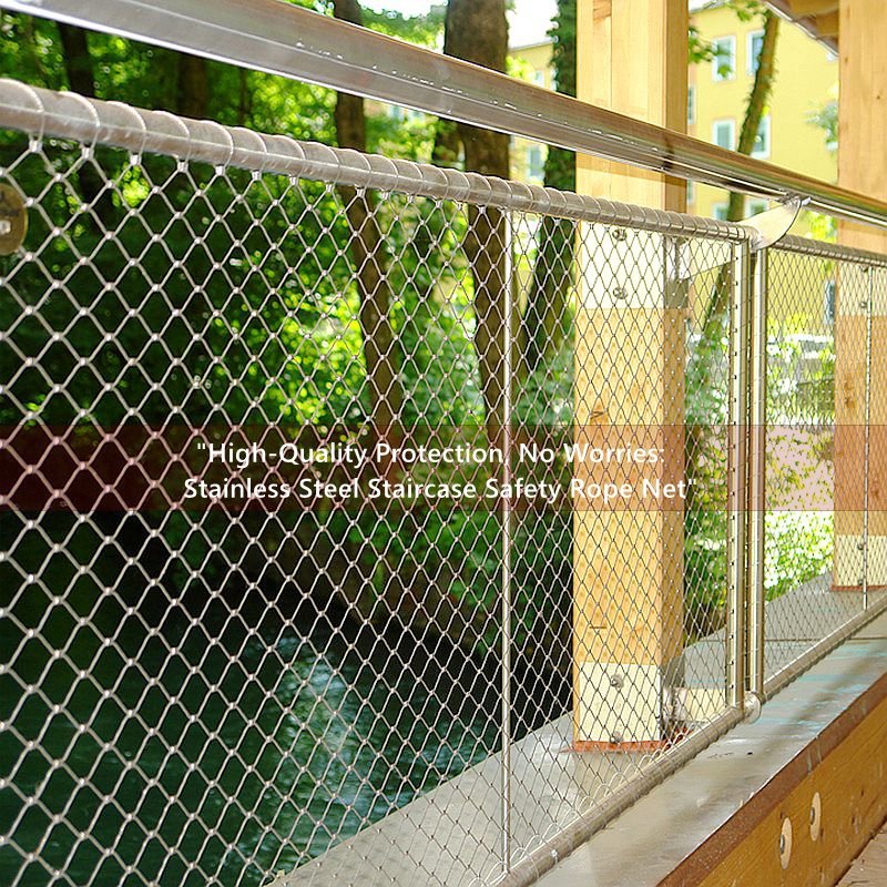 Balustrade On The Staircase Sus316 Safety Webnet Infill Stainless Steel Cable Protective Stair Rope Wire Mesh