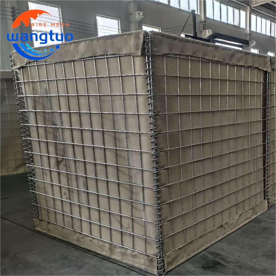 Security Base Blast Wall Collapsible Defense Fort Bunker Blast Cage with Sandbag Steel Wire Mesh Net Lock Buckle