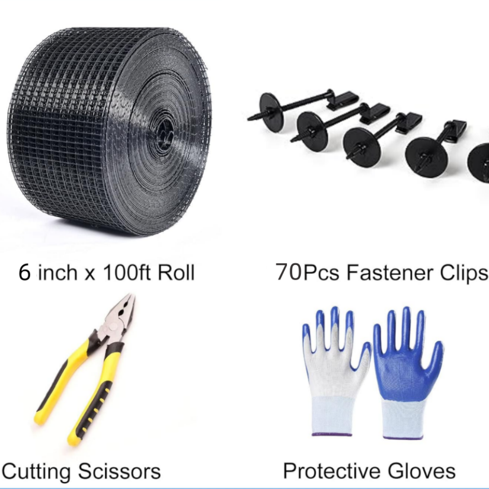 1.0mm Rodent Guard Solar Panel Mesh for protection with 60clips Installation solar panel bird barrier critter guard proof mesh