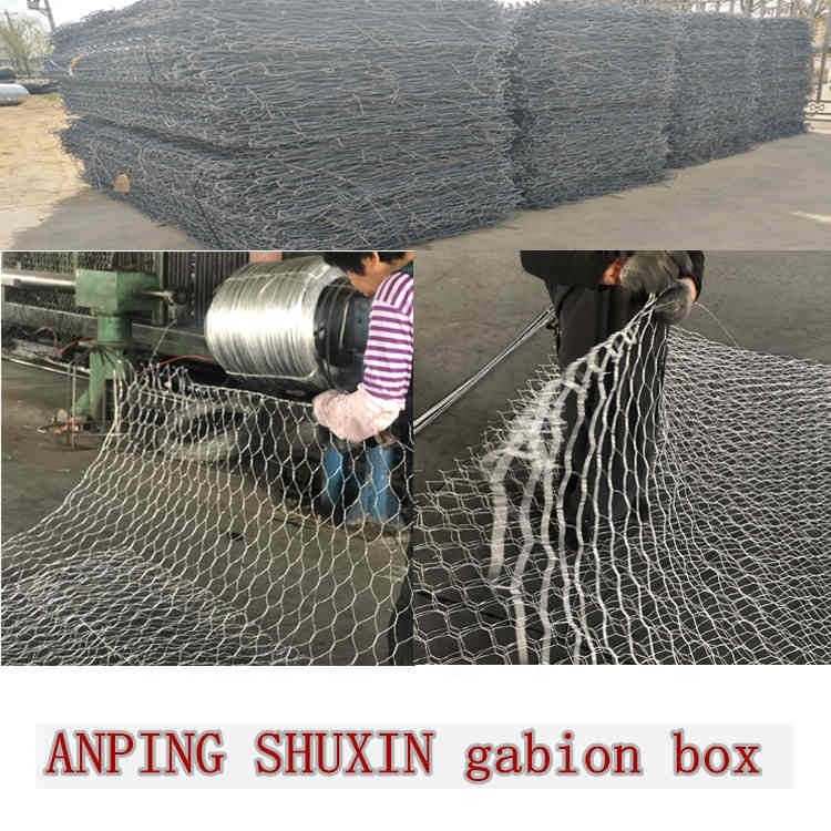Galvanized and PVC Coated Wire Mesh Stone Gabion Basket Cage Fence For Retaining Wall On River Bank
