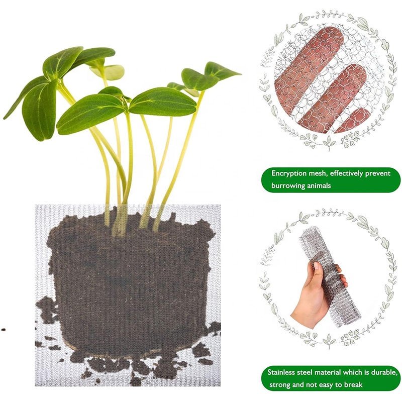 304 Stainless Steel Knitted Mesh Planting Basket Garden Planting Bag Gopher and vole Wire Speed Baskets For Tree