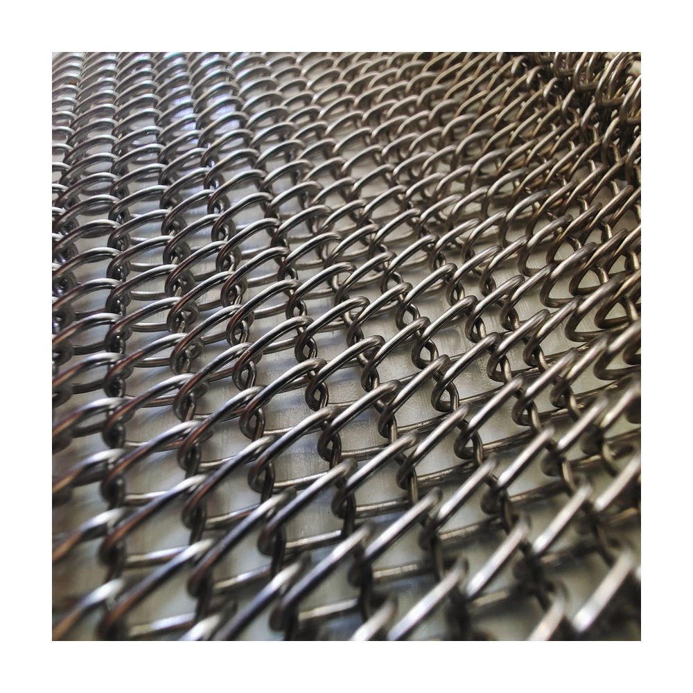 Architectural Spiral Wire Link Mesh Aluminium Metal Chain Link Curtain Decorative Mesh For Home And Kitchen
