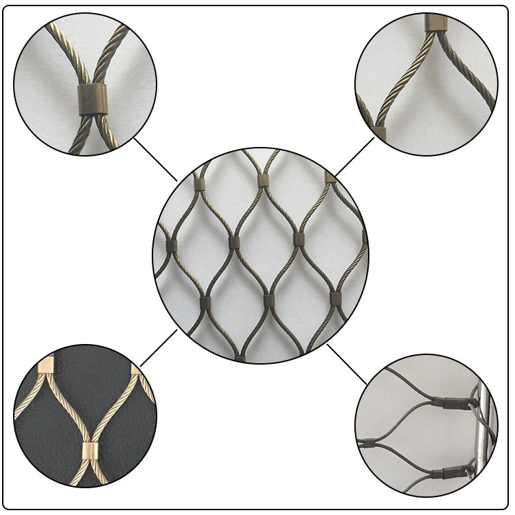 Light Weight High Strength 304 316 stainless steel wire rope mesh net for garden fence
