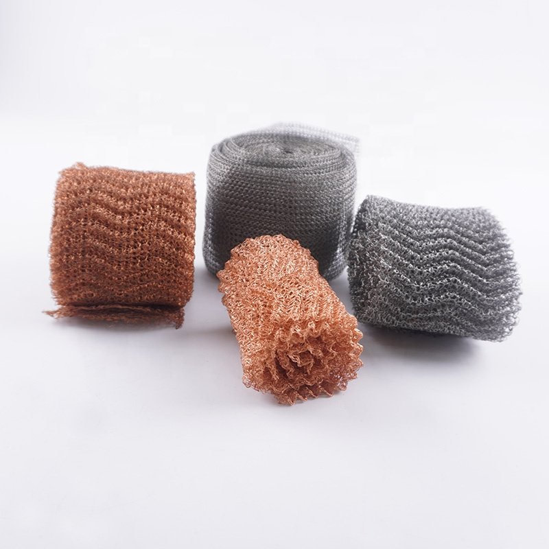 Double Layer Knitted Copper Mesh Roll 100% Pure copper knitted wire mesh for Hole Blocking