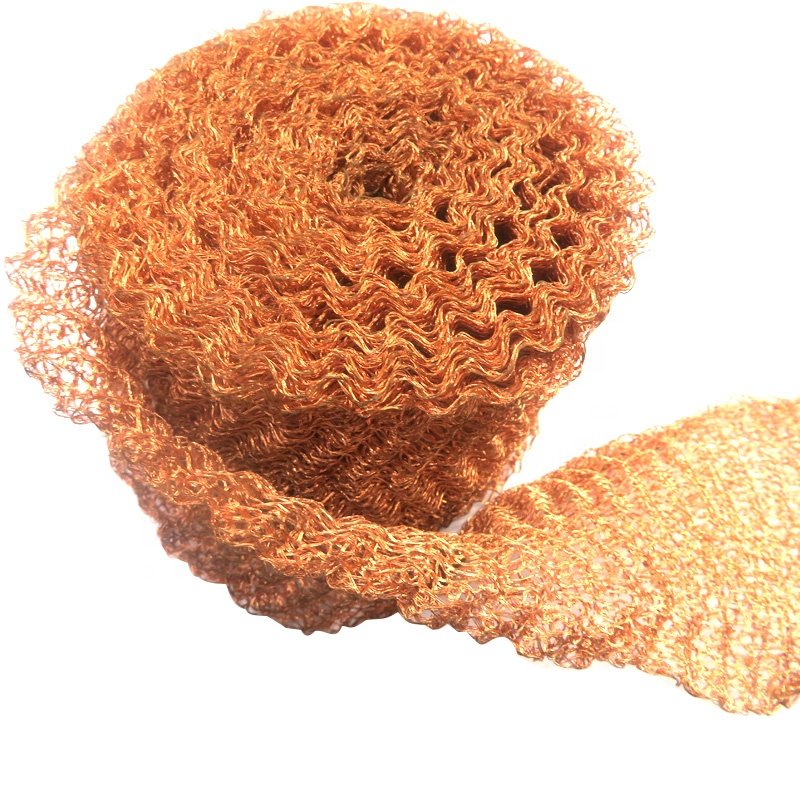 Double Layer Knitted Copper Mesh Roll 100% Pure copper knitted wire mesh for Hole Blocking