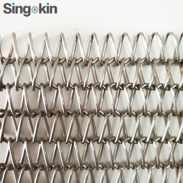 stainless steel chain link spiral balance woven screen belt conveyor mesh