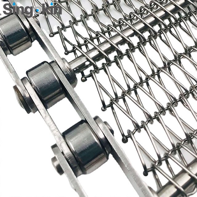 stainless steel chain link spiral balance woven screen belt conveyor mesh