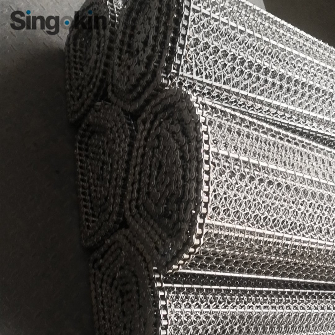 stainless steel chain link spiral balance woven screen belt conveyor mesh