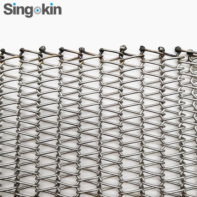 stainless steel chain link spiral balance woven screen belt conveyor mesh