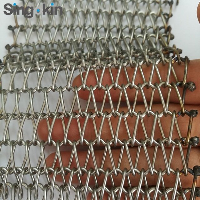 stainless steel chain link spiral balance woven screen belt conveyor mesh