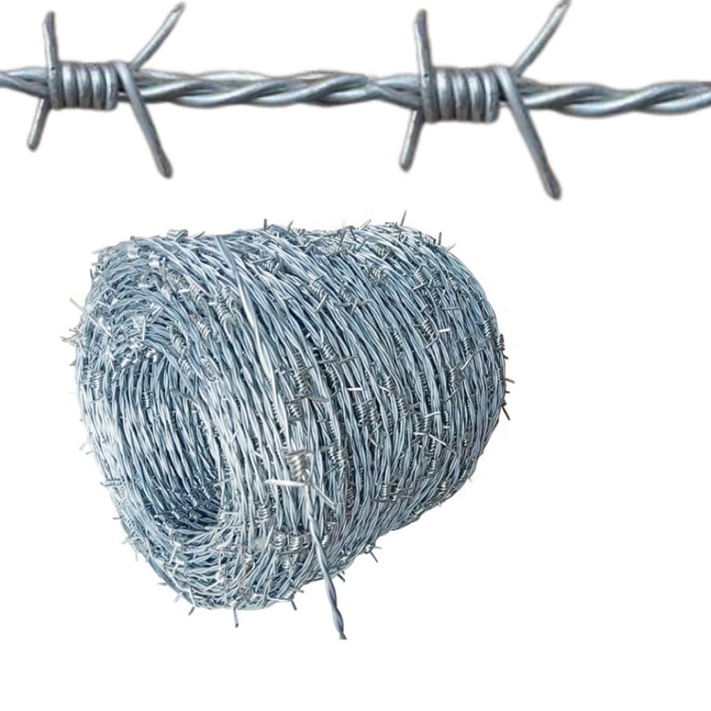 14 Gauge Galvanized Iron Wire PVC Coated Barbed Wire Coil With Cross Razor Available In 0.8mm 2mm 2.5mm 5mm 8mm Diameters