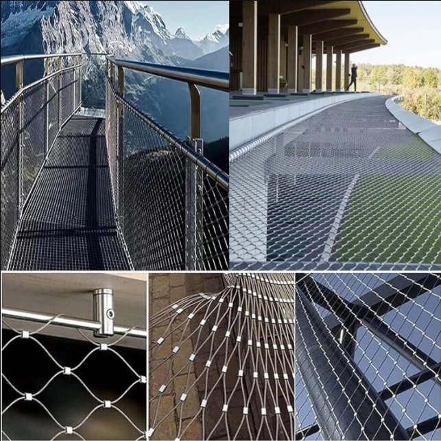 High Quality Factory Direct Stainless Steel Wire Mesh Rope Fence Railing Handrail for Balcony Webnet Wire Mesh Deck Railing