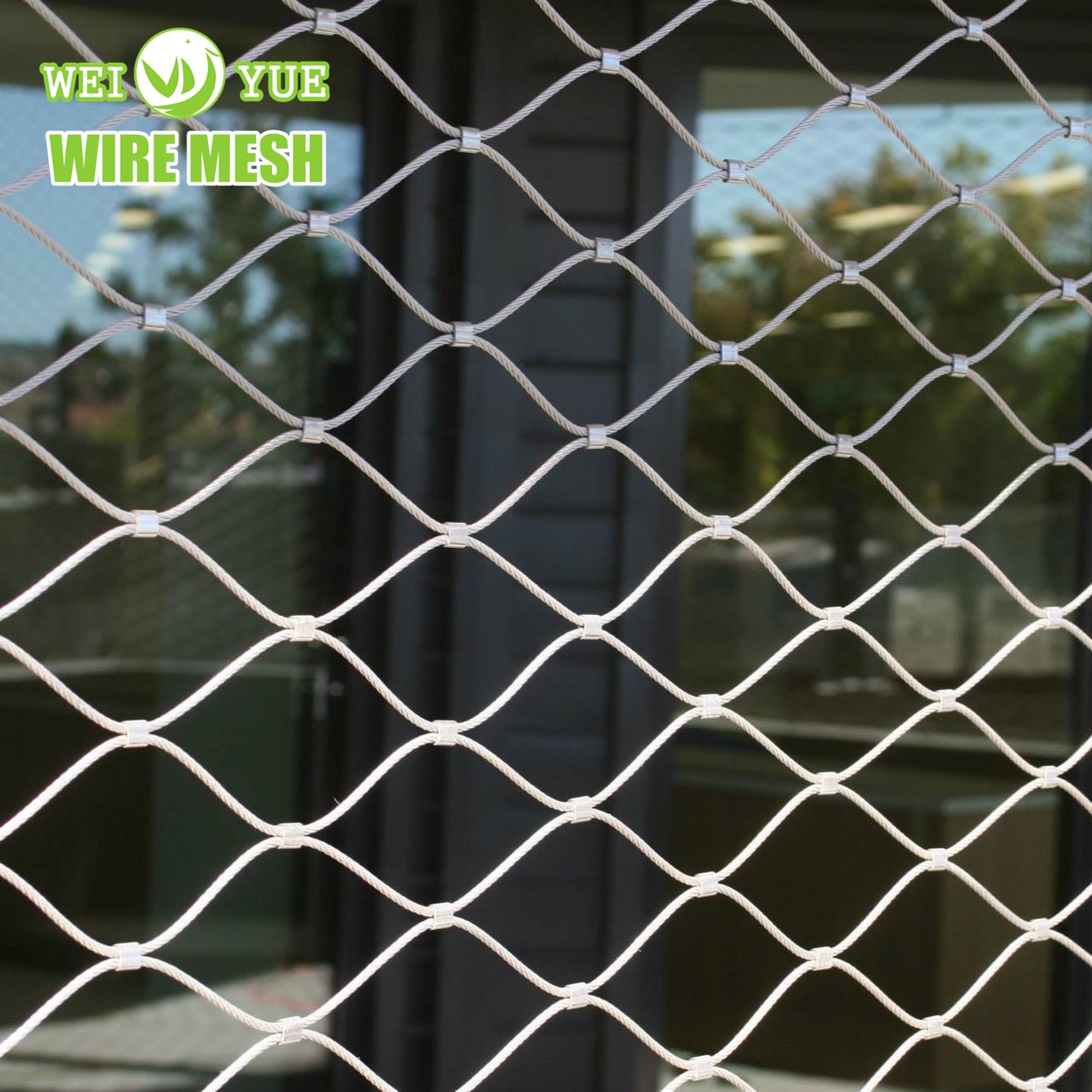 Customized SS 304 316 Stainless Steel Zoo Mesh Ferrule Flexible Bird Cage Stainless Steel Wire Rope Net