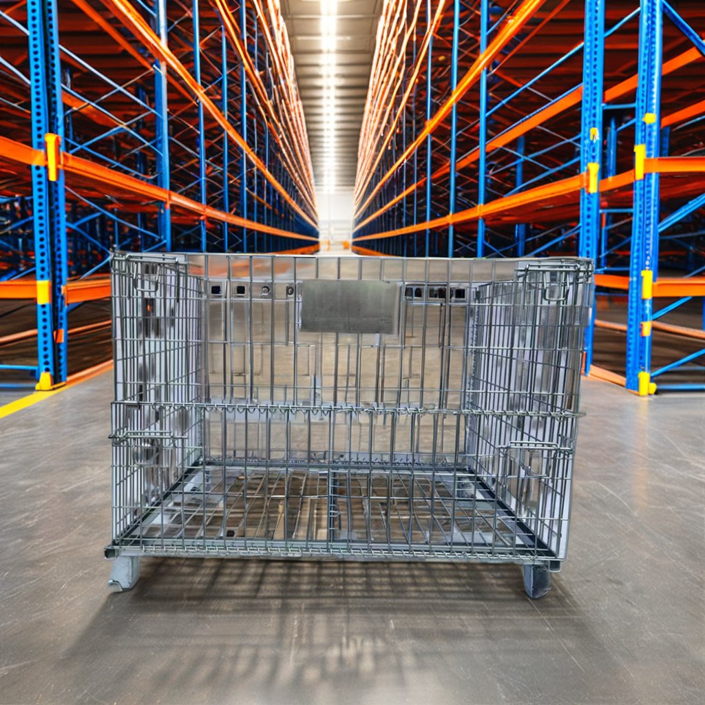 Foldable Iron Storage Cage with Steel Wire Mesh Durable and Portable Box for Organization and Space Saving
