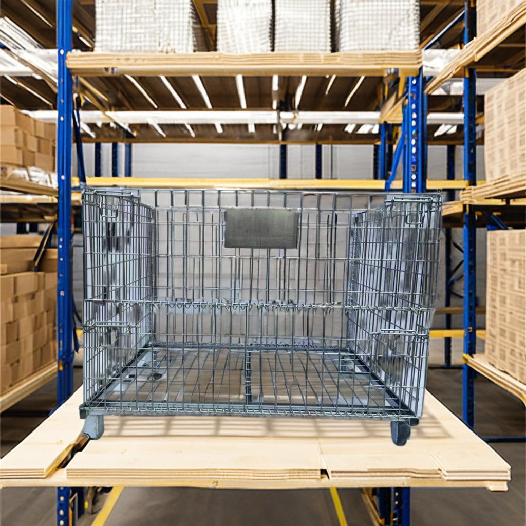 Foldable Iron Storage Cage with Steel Wire Mesh Durable and Portable Box for Organization and Space Saving