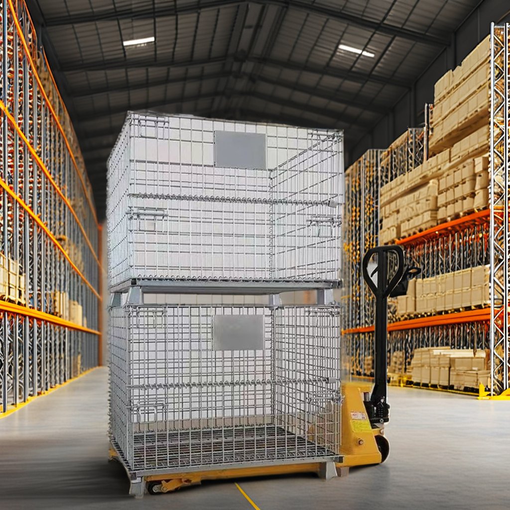 Foldable Iron Storage Cage with Steel Wire Mesh Durable and Portable Box for Organization and Space Saving