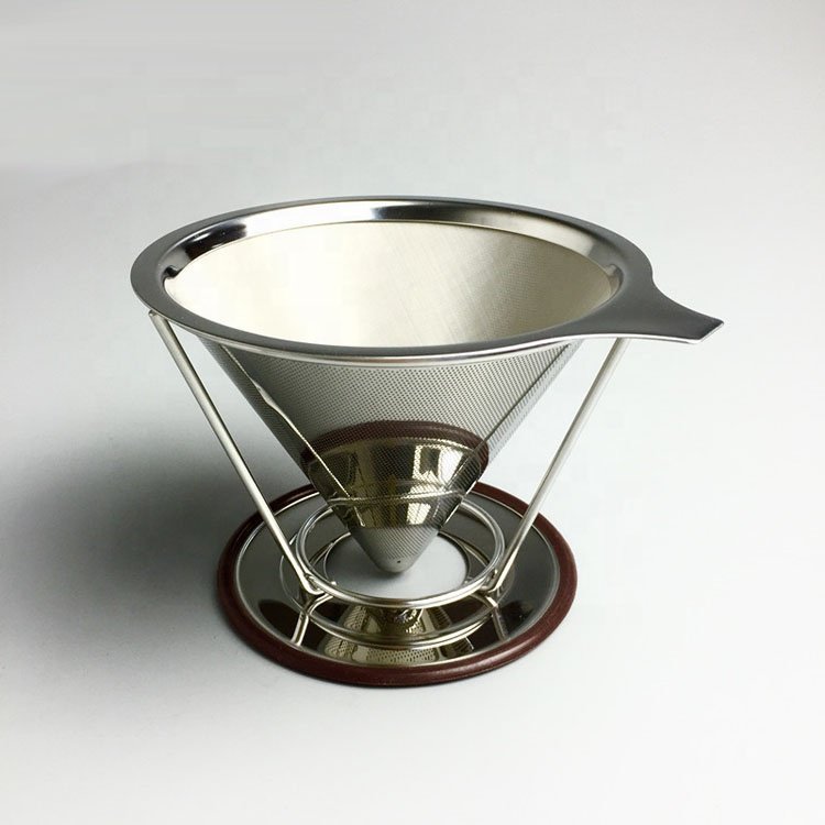304 Stainless Steel Golden coffee filter Pour Over Coffee Dripper professional Drip Brew Coffee Cone Strainer